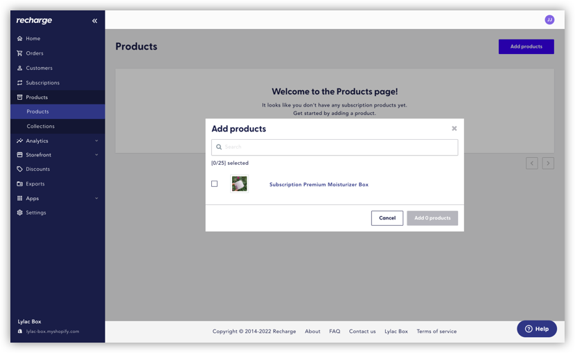 Adding products to Recharge