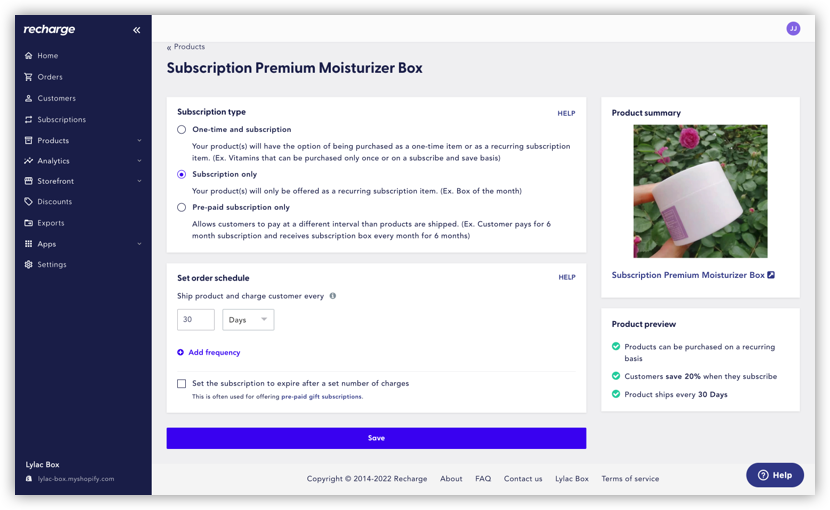 Subscription properties in Recharge