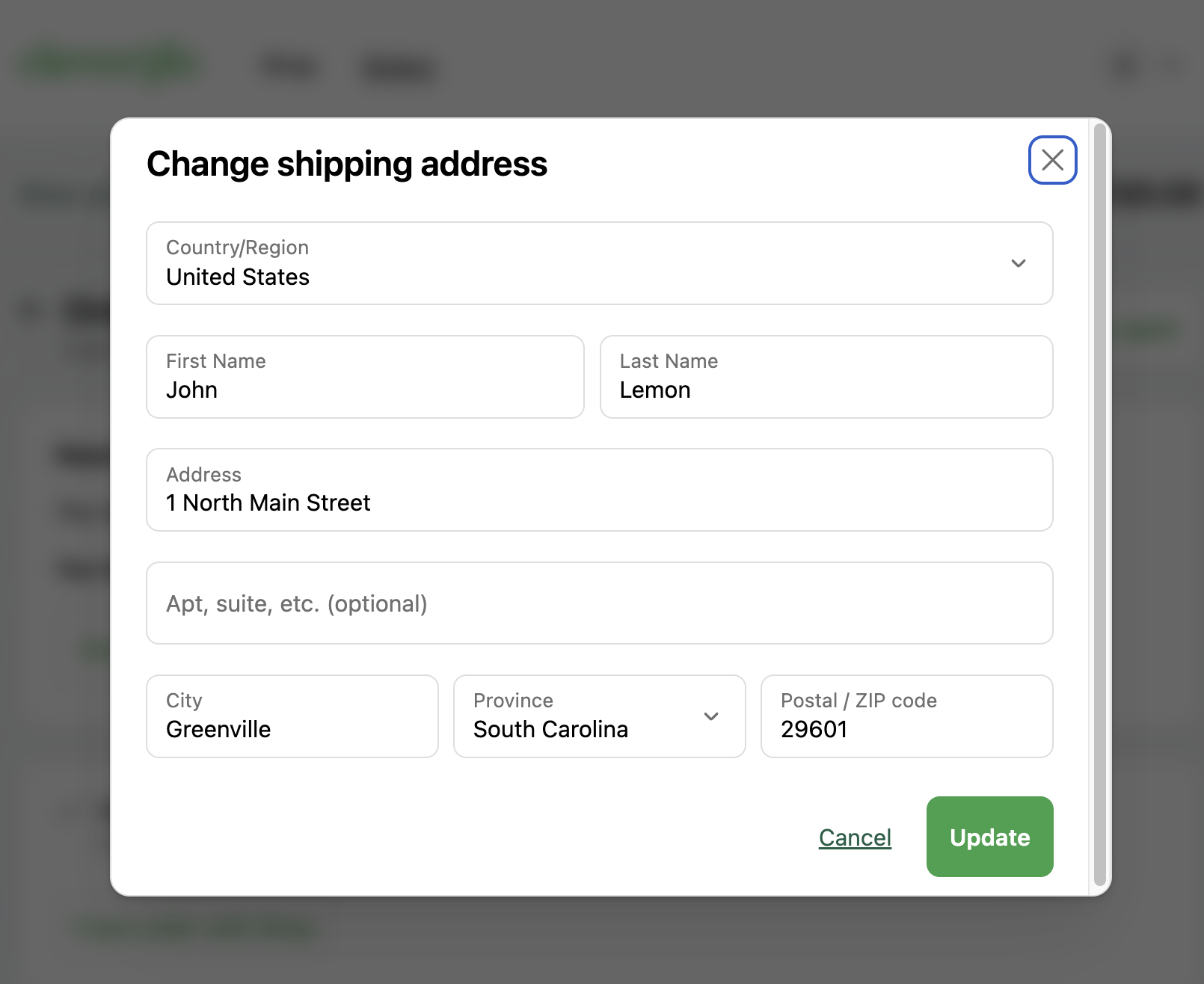 Change shipping address